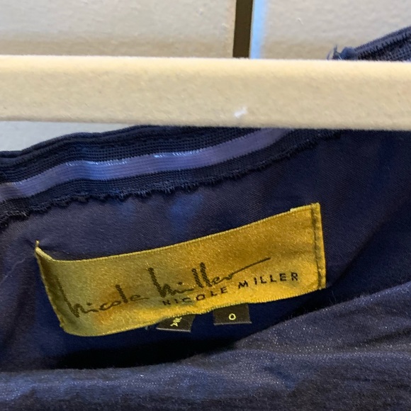 Nicole Miller Navy Off The Shoulder Ruched Dress - Picture 5 of 8